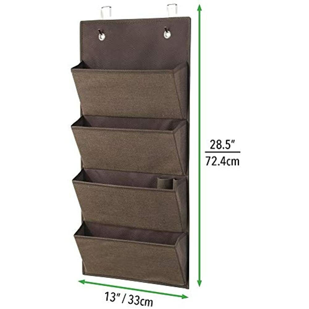 Wall Mount/Over Door Hanging Storage Organizer - 4 Large Cascading Pockets