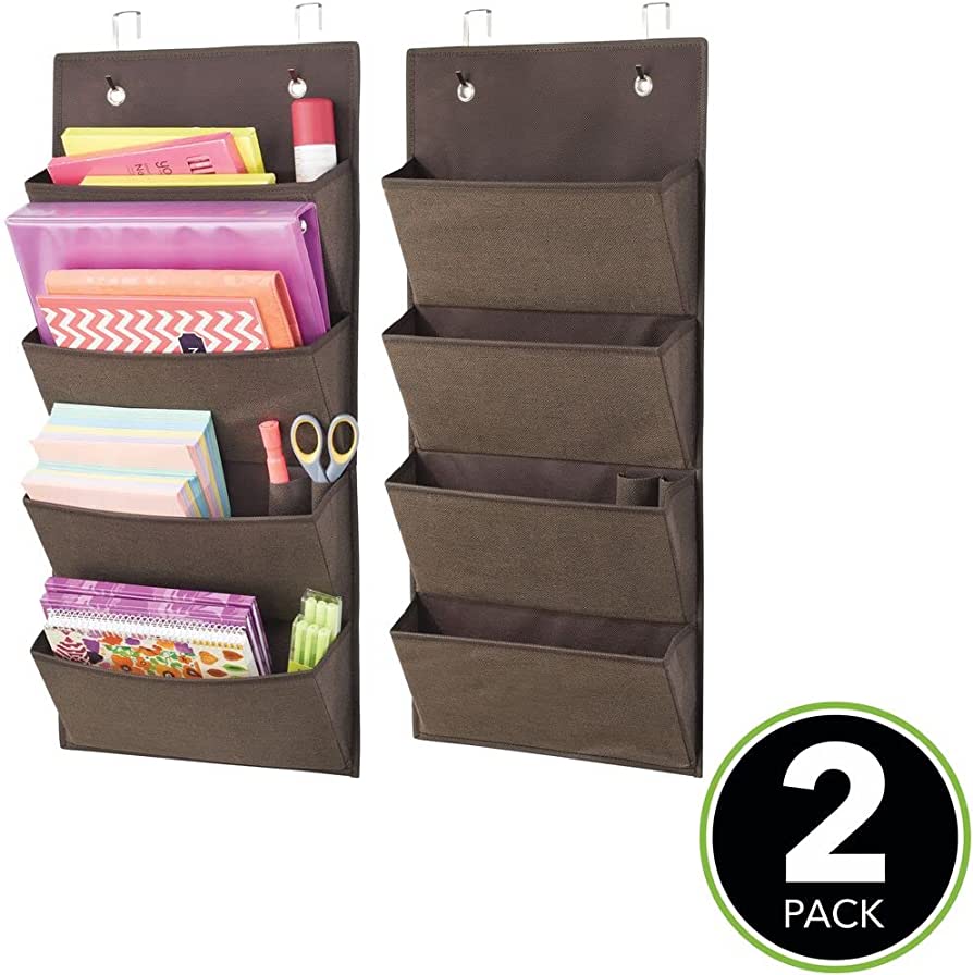 Wall Mount/Over Door Hanging Storage Organizer - 4 Large Cascading Pockets